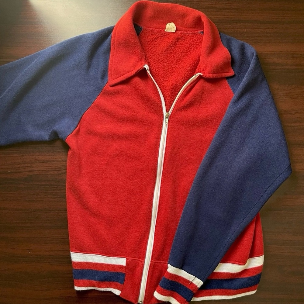 Red and Blue Zip-Up Jacket